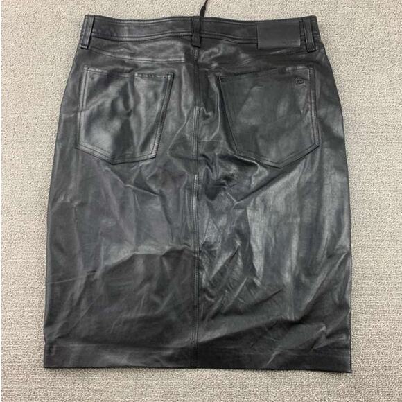 Rag And Bone Skirt Women 29 Black 100% Lamb Leather Lace Up Front Four Pocket - Picture 2 of 6
